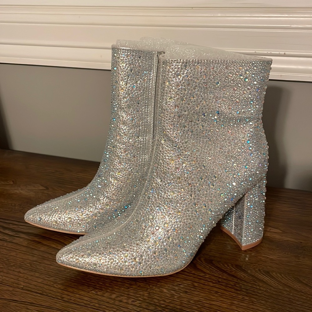 Jess Lea Dripping in Rhinestones Booties, women size 9